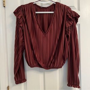 Zara Pleated Ruffle Top